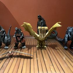 Toy Figure Godzillas/ For All Is $110/ If There Is A Certain Figure You Want It Is $ 30 Each/ And The Big Godzilla Is $40