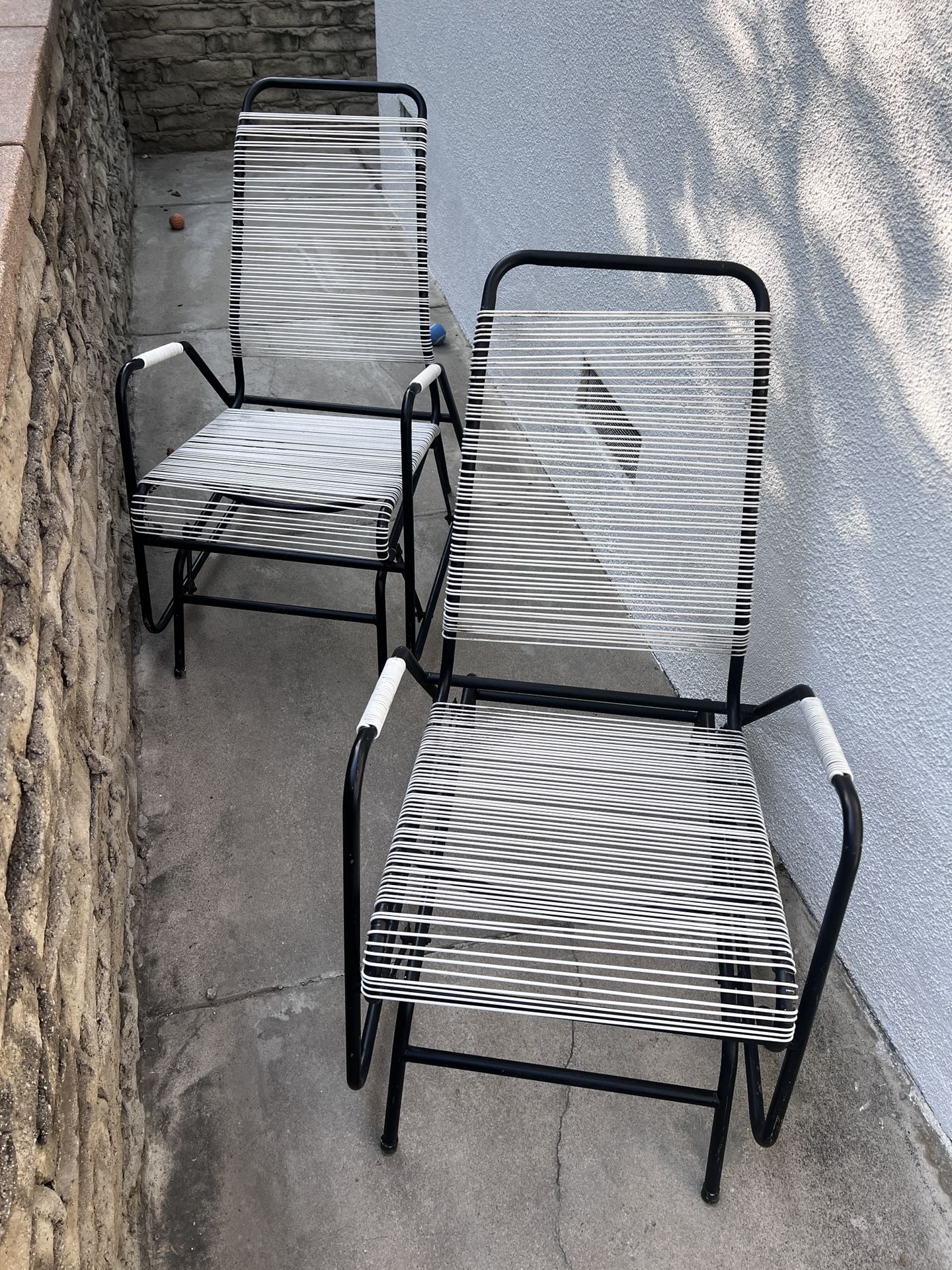 Vintage Mid-Century Modern Vinyl-Cord Glider Lounge Chairs - Set Of 2