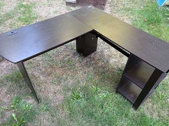 Black L-shaped desk