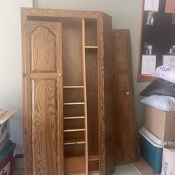 Slim  Tall Cabinet Basement Or Garage Storage  - Doors are Wood