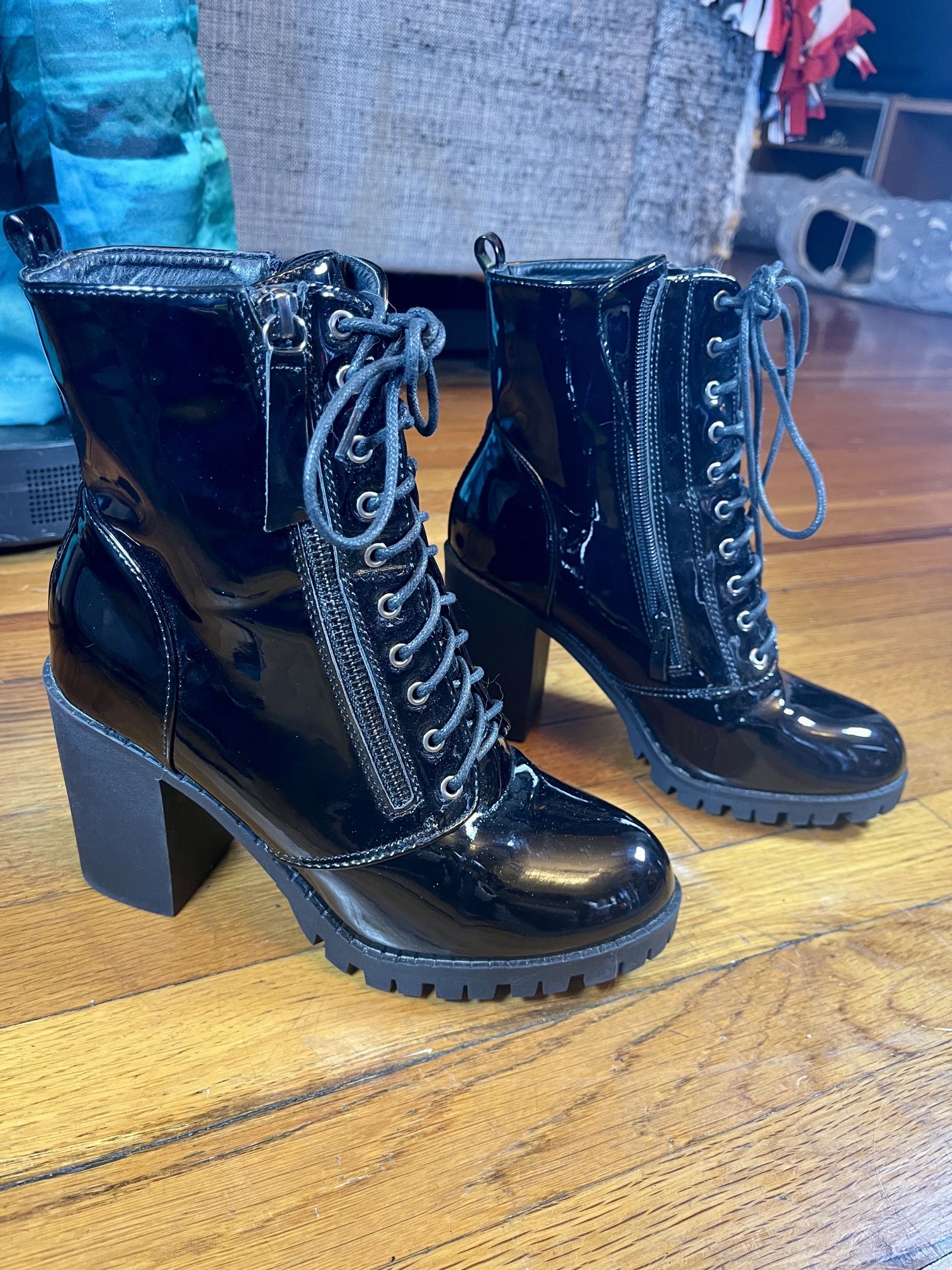 Black Patent Leather Boots