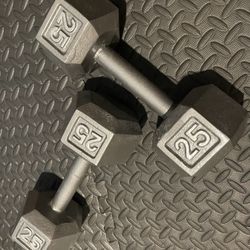 Hex Cast Iron Dumbells 25s (2)