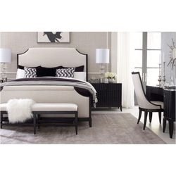 Black & Ivory Upholstered Queen Bed
