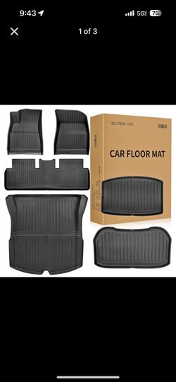 Tesla Model Y All-Weather Floor Mats — 3-Piece or 6-Piece Set (New)