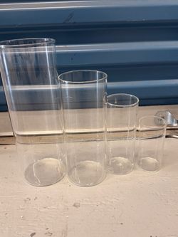 Clear Glass Cylinder Vases / Candle Holders