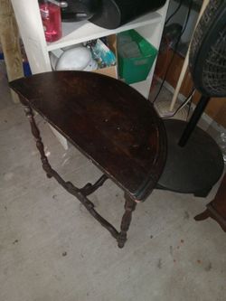 Antique Wood Demilune Console Table