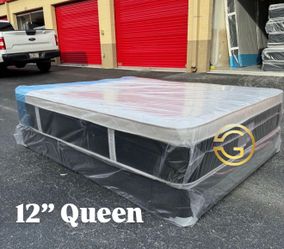 Queen Mattress Set Plush PillowTop – Brand New –  Same Day Delivery Available 🚚