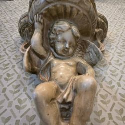 Wall Mount Chalkware Cherub Pocket 