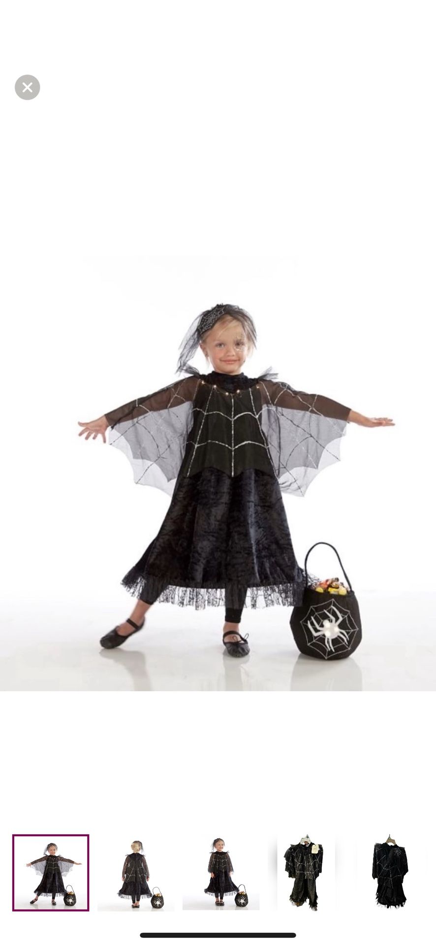 Pottery Barn Kids Light Up Spider Queen Halloween costume, size 4-6-NWT