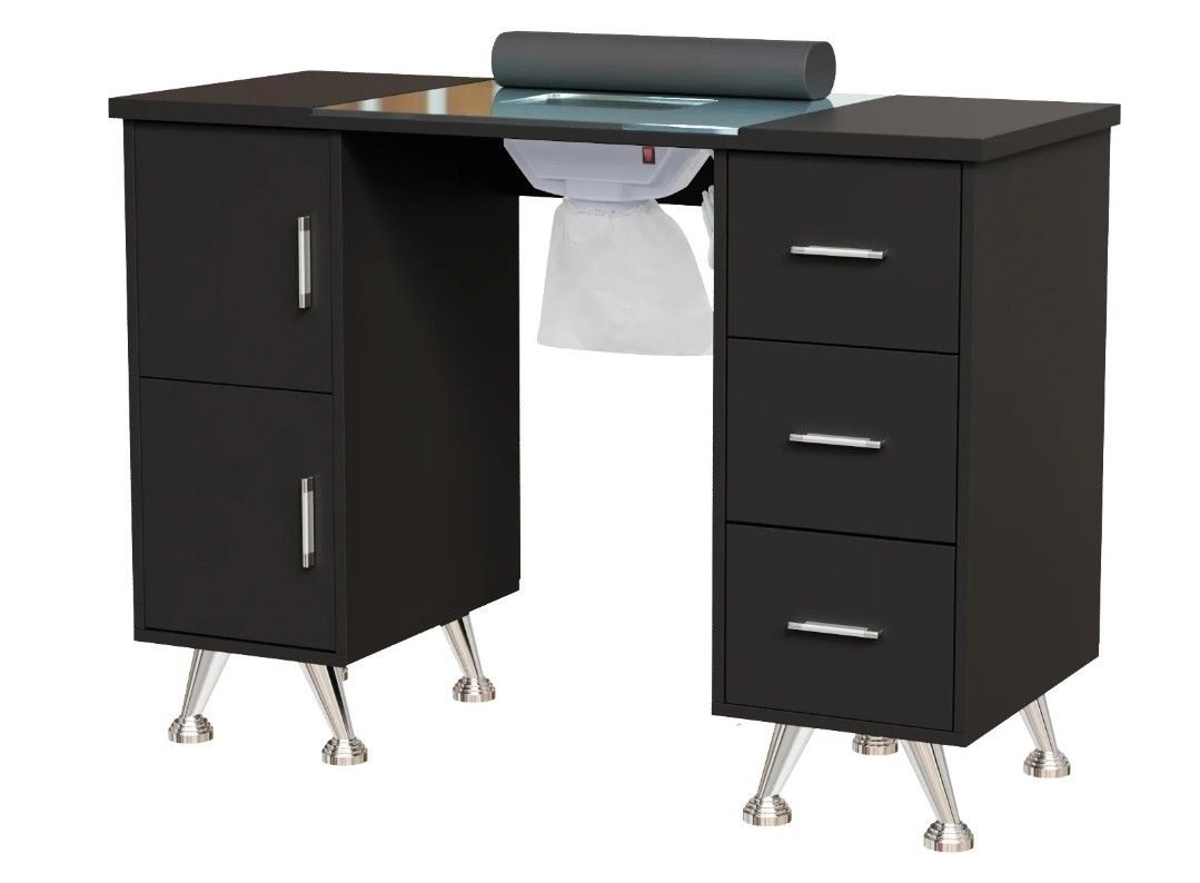 NEW OmySalon MTDGL Nail Manicure Table w/Glass Top & Electric Dust Collector & Wrist Rest