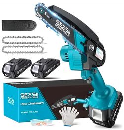 SEESII - Mini motosierra eléctrica inalámbrica de 6 pulgadas con batería
2026 Upgraded Hand Held Saw with 2x2000mAh Batteries for Wood/Tree Trimming, 