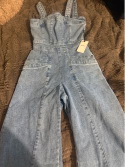 Wide leg denim jumpsuit size xs