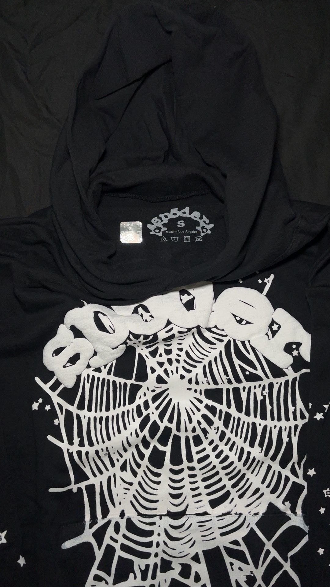 Sp5der Black-White Hoodie Size Small 