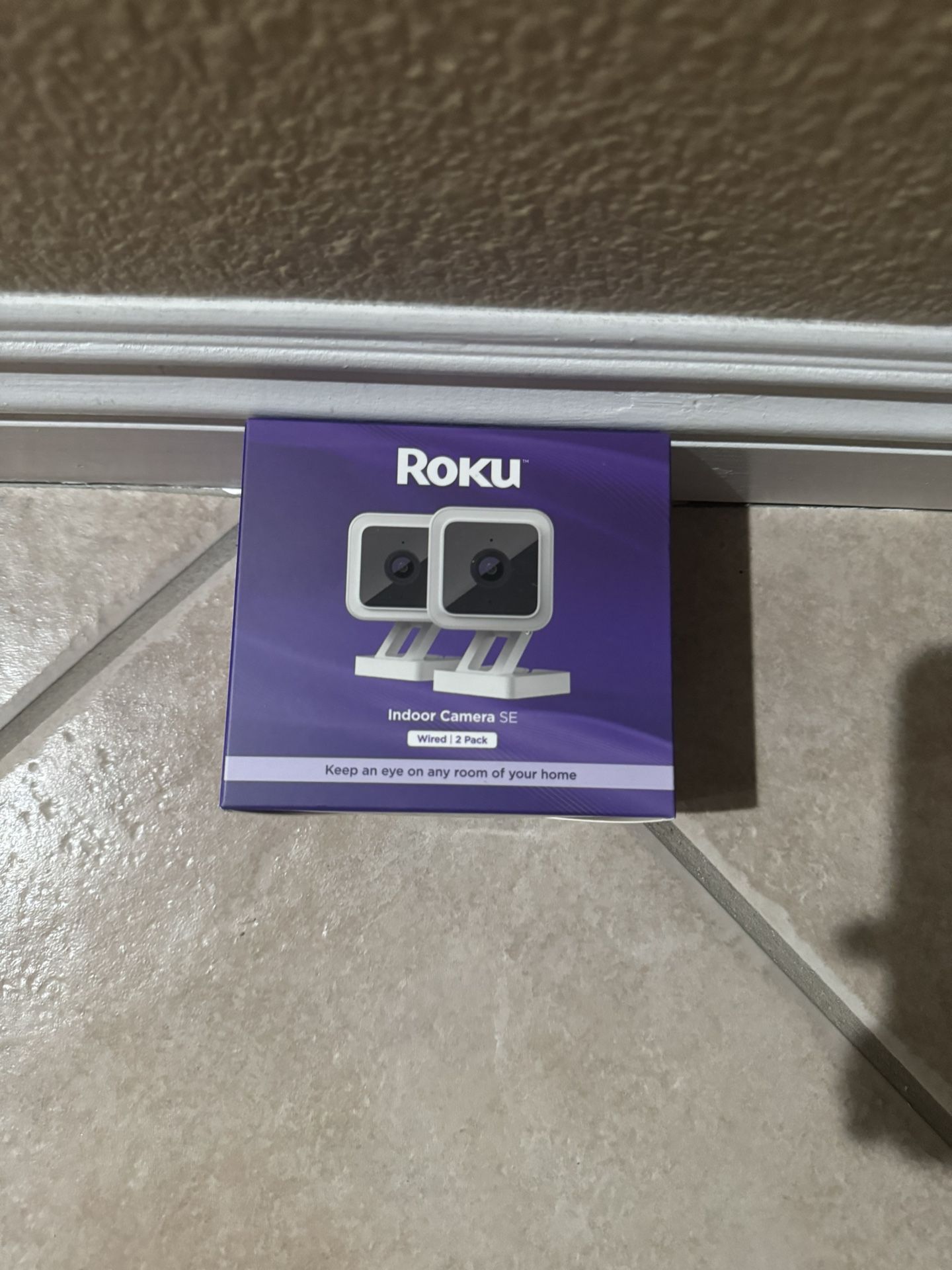 Roku Indoor Camera for Home Security, 2-Pack - Wired Security Camera with 1080p HD Color Night Vision, Works with Alexa & Google, Motion