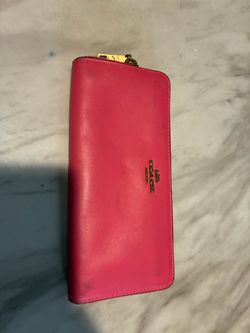 Coach Pink Leather Zip Wallet