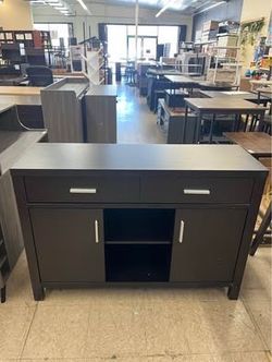 47" W Sideboard Storage Modern Dining Server Cupboard Buffet Table w/ Two Cabinets - Red Cocoa