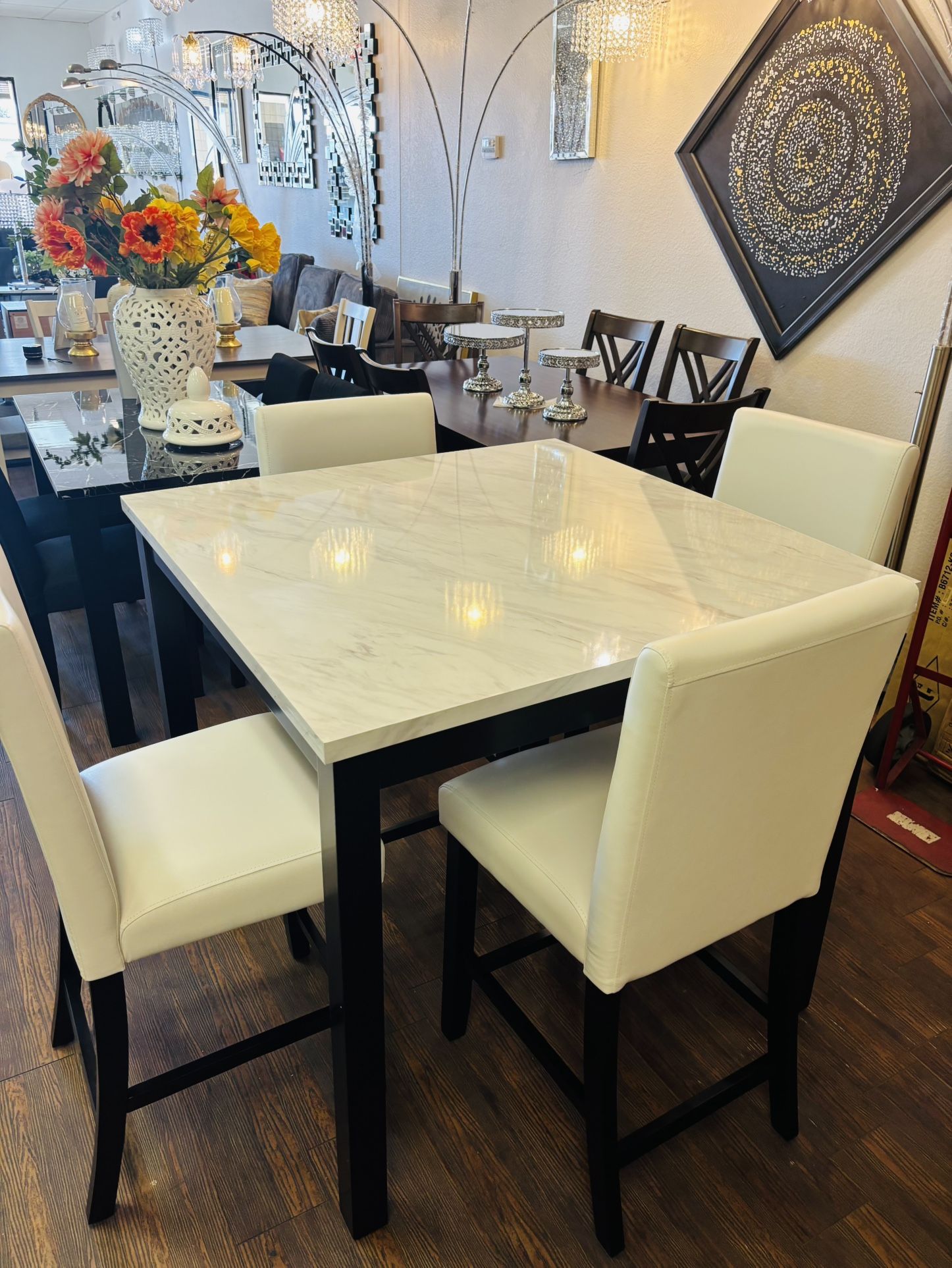 5Pc White Dining Table Set