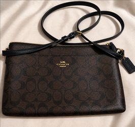 Authentic Coach Crossbody Bag - Brown Signature Print
