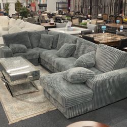 Grey Furry Sectional 1399