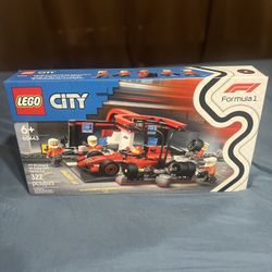 LEGO City F1 Pit Stop & Pit Crew with Ferrari Car, Model Race Car Toy 60443