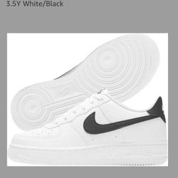 Nike Youth Air Force 1 (GS) White/Black - Size 6.5