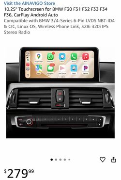 10.25" Touchscreen for BMW F30 F31 F32 F33 F34 F36, CarPlay Android Auto Compatible with BMW 3/4‑Series 6‑Pin LVDS NBT‑ID4 & CIC, Linux OS, Wireless P