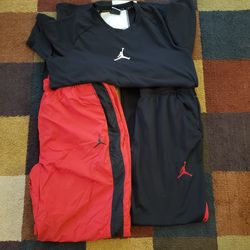 Jordan joggers with shirt. Size M