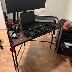 Wood and Metal Corner Desk
