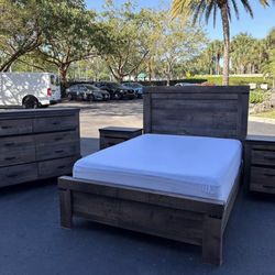 Beautiful Bedroom Set Queen Size Mdf Wood Brown Color Like New by Ashley Furniture