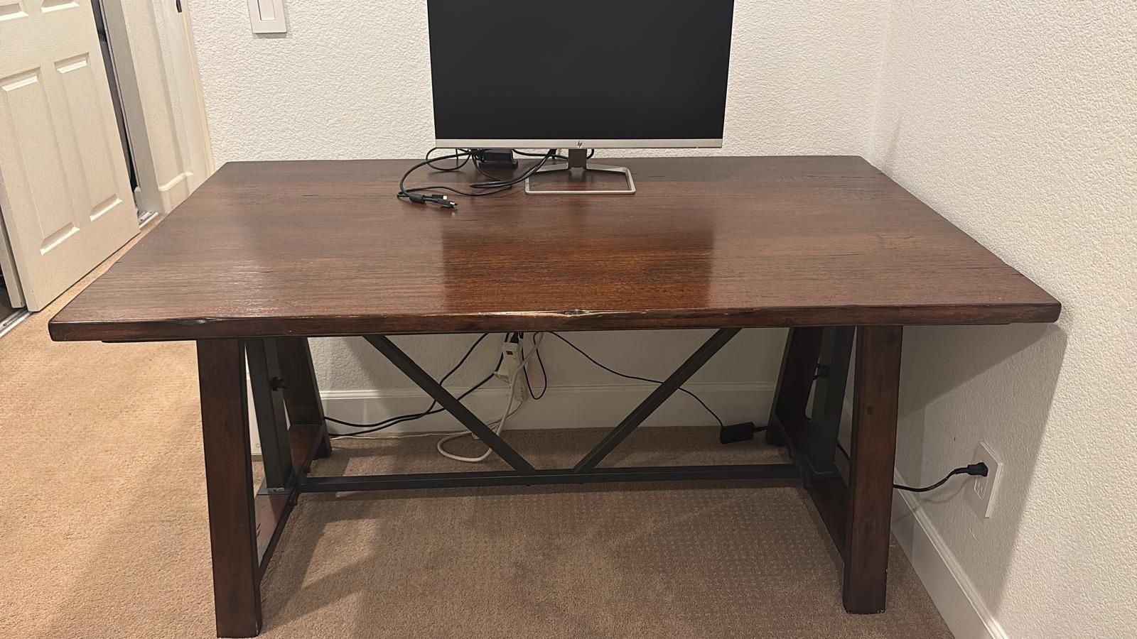 Adjustable Standing Desk – Solid Wood & Metal  (Monitor Not Included)