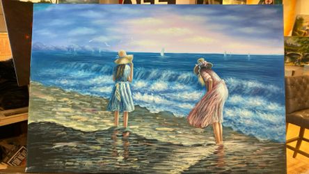 Girls On The Beach Oil Painting 