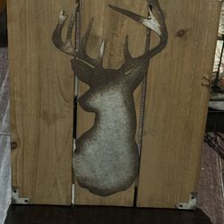 Deer With Antlers Wood Hanging 