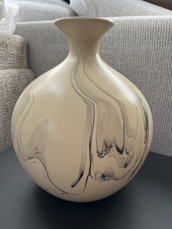 Marbled Cream and Black Ceramic Vase