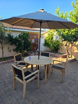 Teak patio set.