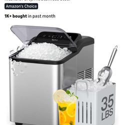 Typhur Fast Nugget Ice Maker Countertop with Self-Cleaning Pump, 35lbs/24H Crushed Pebble Ice Machine with Pellet Ice, 8 Packs Cleaner, Dual Ice Scoop