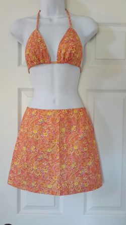 3 Peices! Shoshanna bikini with matching mini skirt cover up