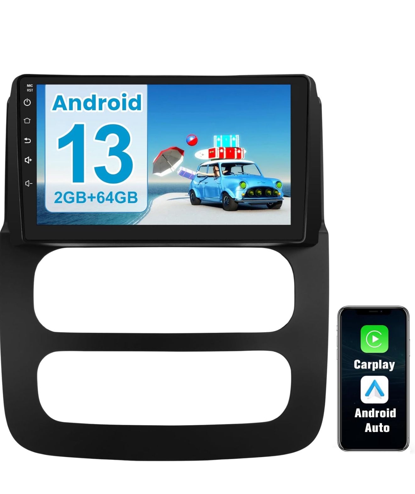 Android 13 Car Radio for Dodge RAM 2002-2005 1 3500, [2GB+64GB] 9 Inch Touch Screen Car Stereo with Wireless Carplay Android Auto GPS WiFi FM 