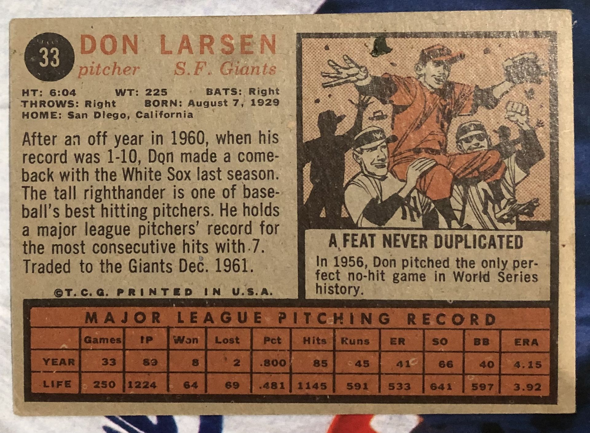 Topps ‘62 Roger Craig & Don Larson