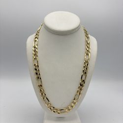 14kt Yellow Gold Solid Figaro Link 22”