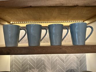 Crate & Barrel Marin Blue Set Of 4 Mugs