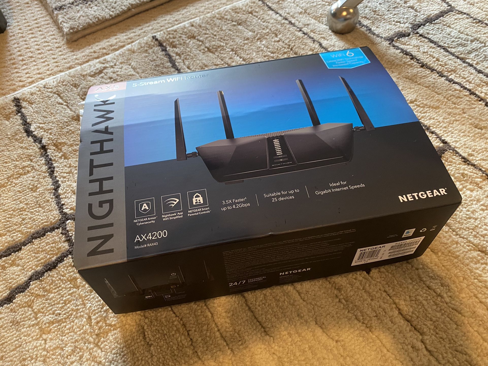 Netgear Nighthawk 5 Stream Dual Band Wi-Fi 6 Router (RAX43)