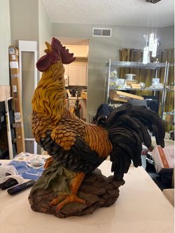 Large Colorful Roosterf Statue