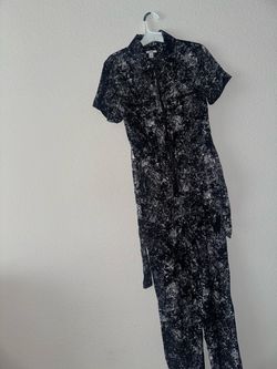 Black & White Print Short Sleeve Jumpsuit