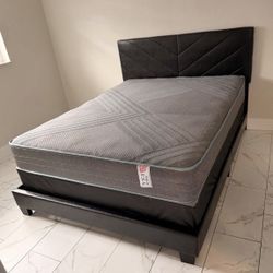 New Queen Size Bed Frame  + Queen Mattress + Box Spring 