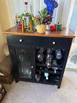 Home Bar Wine Cabinet with Bottle Rack & Glass Storage