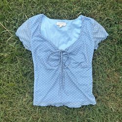 Blue polka dot top