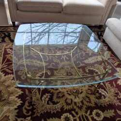 Vintage Glass/Brass Elegant Table.  Glass Is Thick & Beveled.  Brass Is In Beautiful Condition.