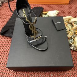 YSL Saint Laurent Elegant Black Heels with dust bags.