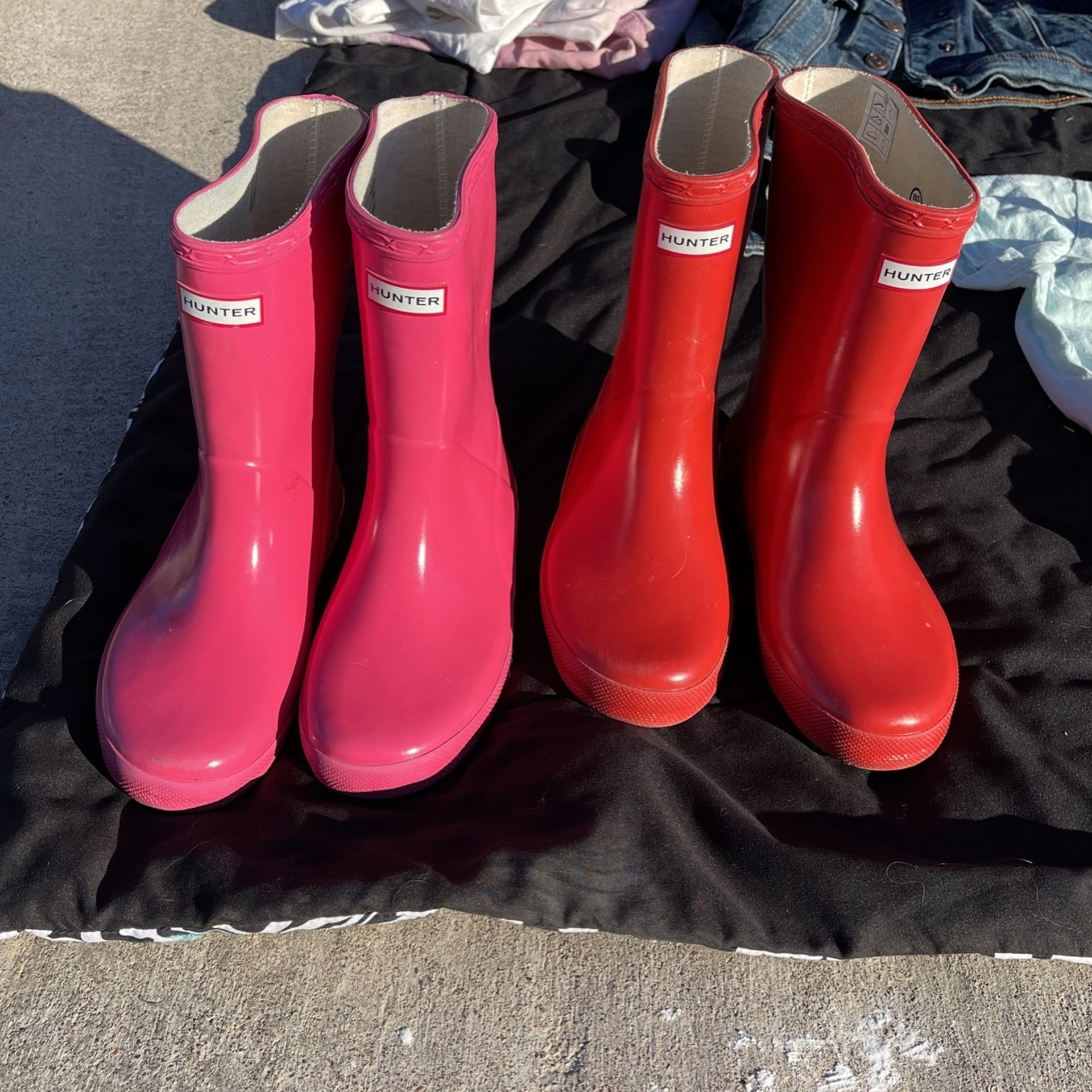 Two Pairs Of Hunter Rain Boots