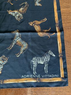 Adrienne Vittadini Designer 20“ X 20“ Animal, Print Scarf, Black And Brown